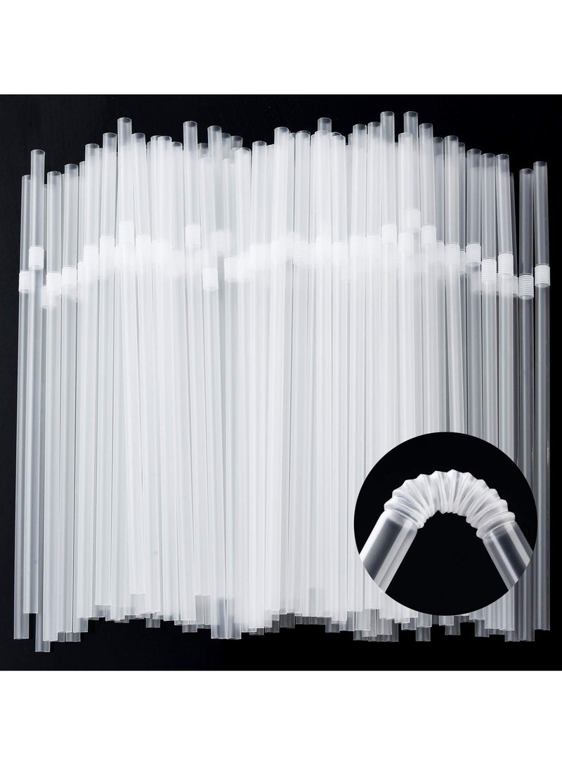 SYOSI 100 Pack Disposable Plastic Straws, Clear Flexible Drinking Straws 177 x 6 MM Plastic Bendy Straws