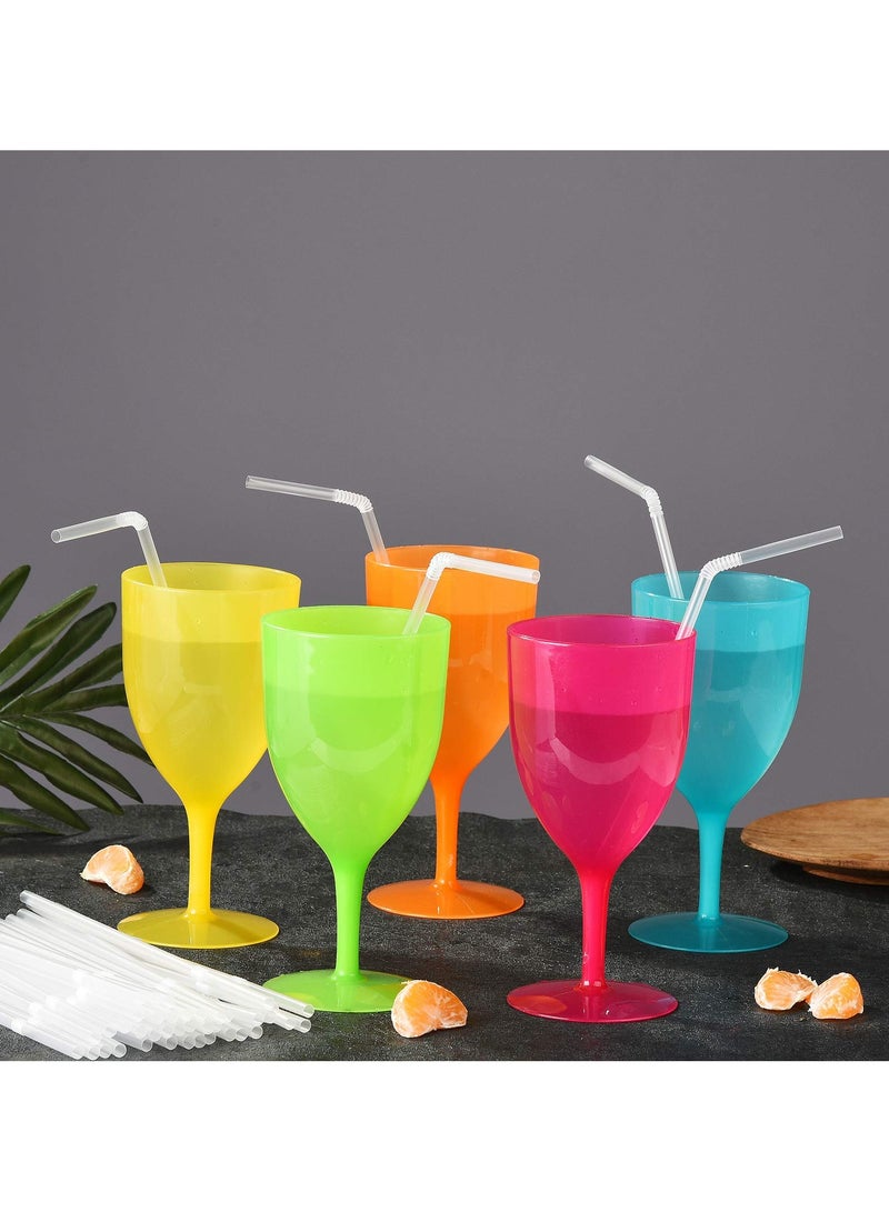 SYOSI 100 Pack Disposable Plastic Straws, Clear Flexible Drinking Straws 177 x 6 MM Plastic Bendy Straws