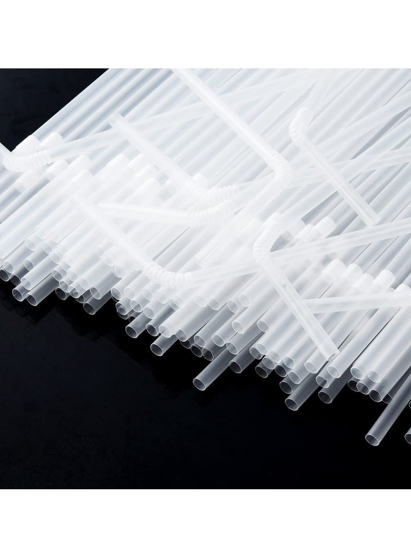 SYOSI 100 Pack Disposable Plastic Straws, Clear Flexible Drinking Straws 177 x 6 MM Plastic Bendy Straws