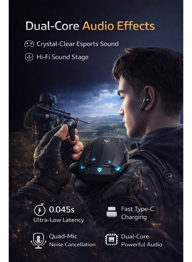 Machenike TH60 Gaming Earbuds TWS Earphones Bluetooth 5.4 – Ultra Low Latency No Delay Wireless Gaming AirPods, Dual Sound Modes (Gaming & Music), ENC Microphone, Immersive Stereo Sound, IPX5 Water Resistant, Long Battery Life with Charging Case, USB-C Fast Charging, Earphones Bluetooth – Compatible with RedMagic, iPhone, iPad, Android, Samsung & Laptops - Image 2