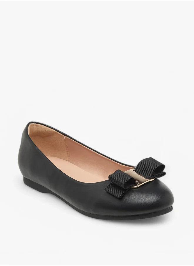 Little Missy Girls Bow Accent Slip-On Ballerina Shoes