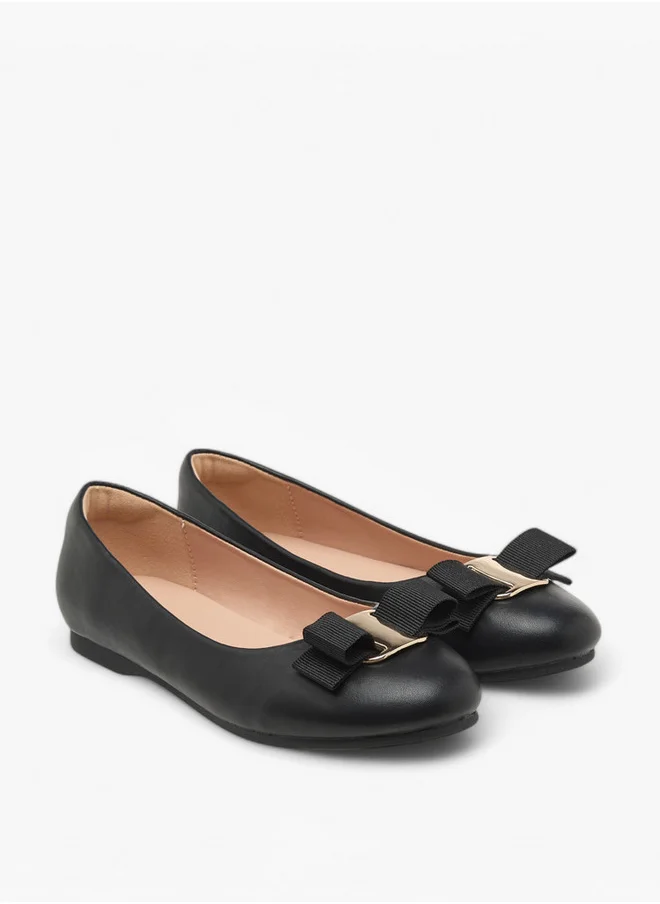 Little Missy Girls Bow Accent Slip-On Ballerina Shoes