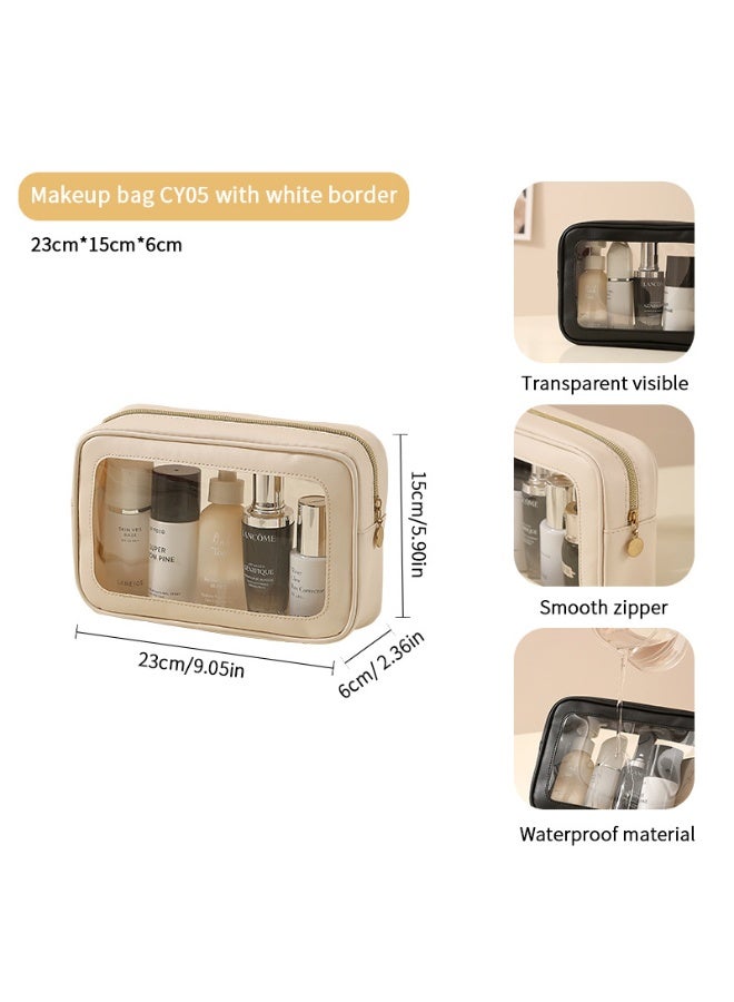 Via Saffi Transparent Waterproof Makeup Bag for Women, Clear Travel Cosmetic Organizer, Portable Toiletry Storage Pouch (23x15x6 cm) - Image 2