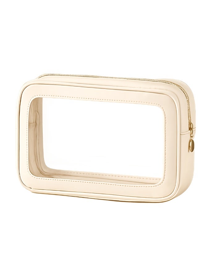 Via Saffi Transparent Waterproof Makeup Bag for Women, Clear Travel Cosmetic Organizer, Portable Toiletry Storage Pouch (23x15x6 cm) - Image 1