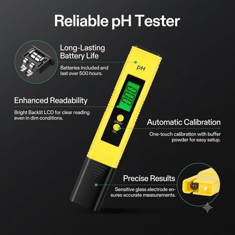 Digital pH Meter Water Quality Tester, 0-14 pH Range, 0.01 Accuracy - Image 1