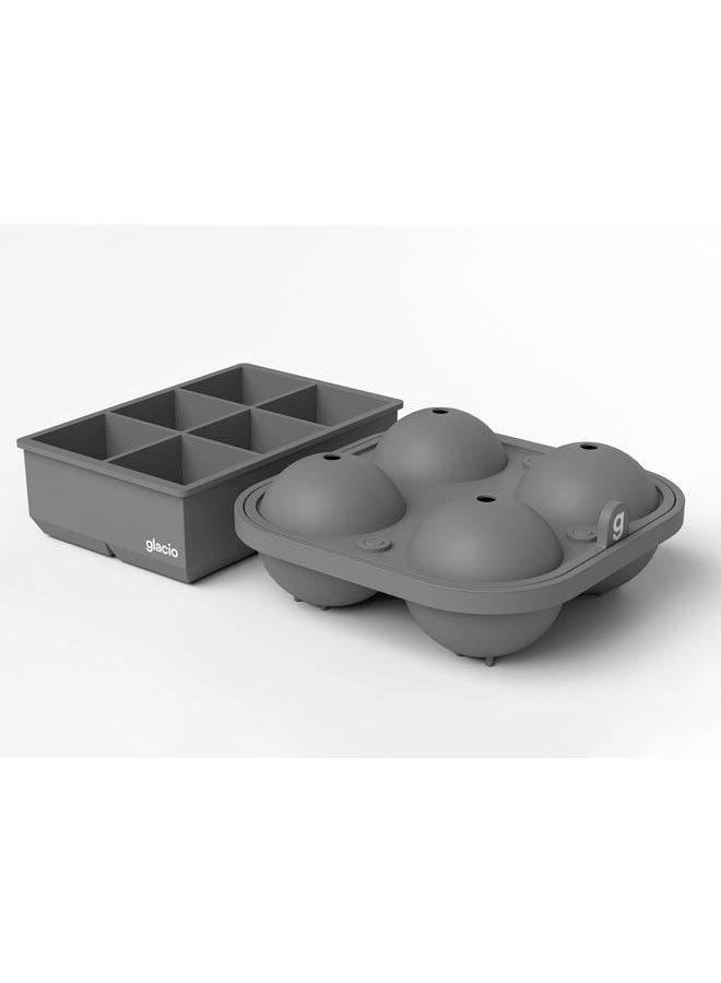 Glacio 100% Silicone Big Ice Cube Molds Combo - Giant Ice Cubes & Large Ice Sphere Mold Set - Ice Cube Molds for Cocktails and Whiskey Ice Cubes - Perfect for Craft Cocktails - Set of 2 - Image 5