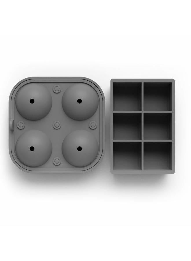 Glacio 100% Silicone Big Ice Cube Molds Combo - Giant Ice Cubes & Large Ice Sphere Mold Set - Ice Cube Molds for Cocktails and Whiskey Ice Cubes - Perfect for Craft Cocktails - Set of 2 - Image 4