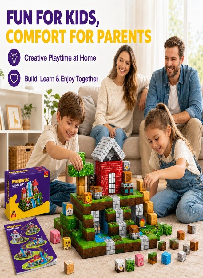 AuroraSynth 200PCS Magnetic Blocks - 0.8in Magnetic Building Blocks Cubes, Magnet Toys for Kids, Stacking Construction Magnets, School STEM Toys Birthday for Boys & Girls Ages 3+ - Image 5