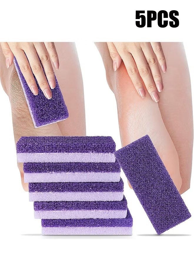 YJ 5-Piece Dual-Sided Callus Remover Exfoliating Tool, Foot Scrubber & Callus Remover, Pumice Sponge for Dead Skin Removal on Feet Hands and Body (Purple) - Image 1