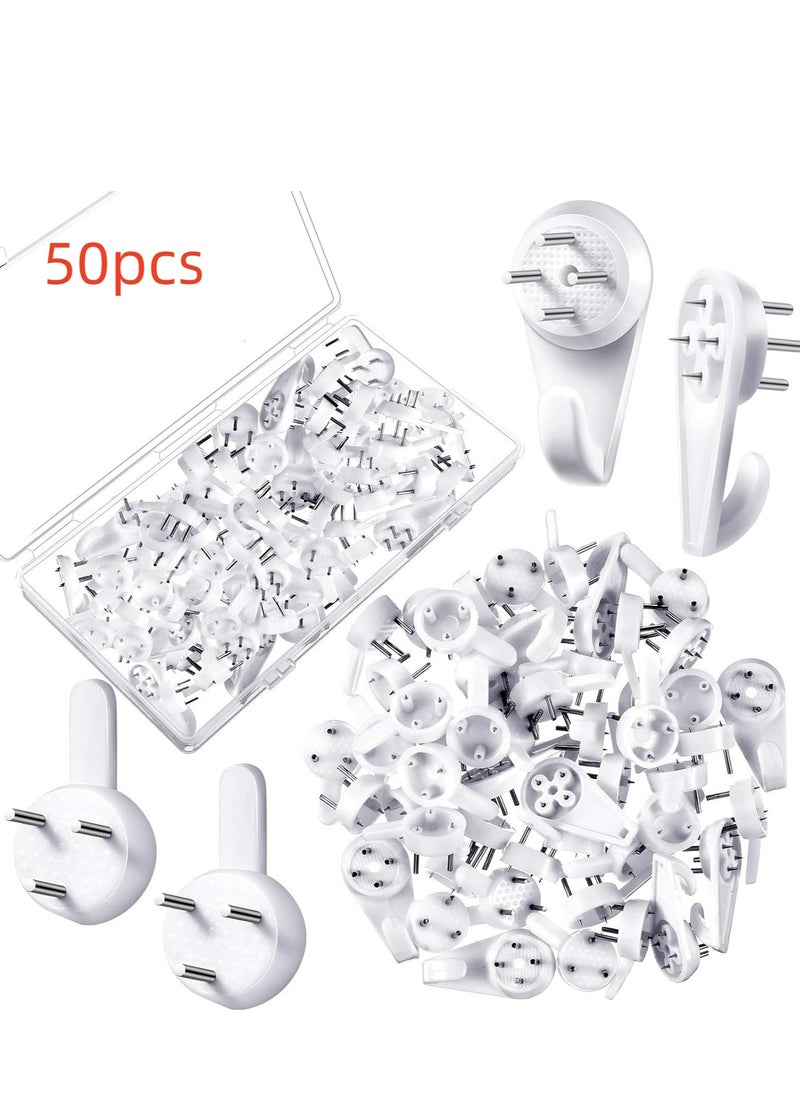 Generic 50 Pieces Plastic Hardwall Hanger Hooks, Non-Mark Hook, Concrete Hanging Hooks Non-Trace Hanging Kit, Invisible Nail Wall Hooks for Hardware Concrete Walls Picture Frame S/M Size (Basic Style)  - Image 1
