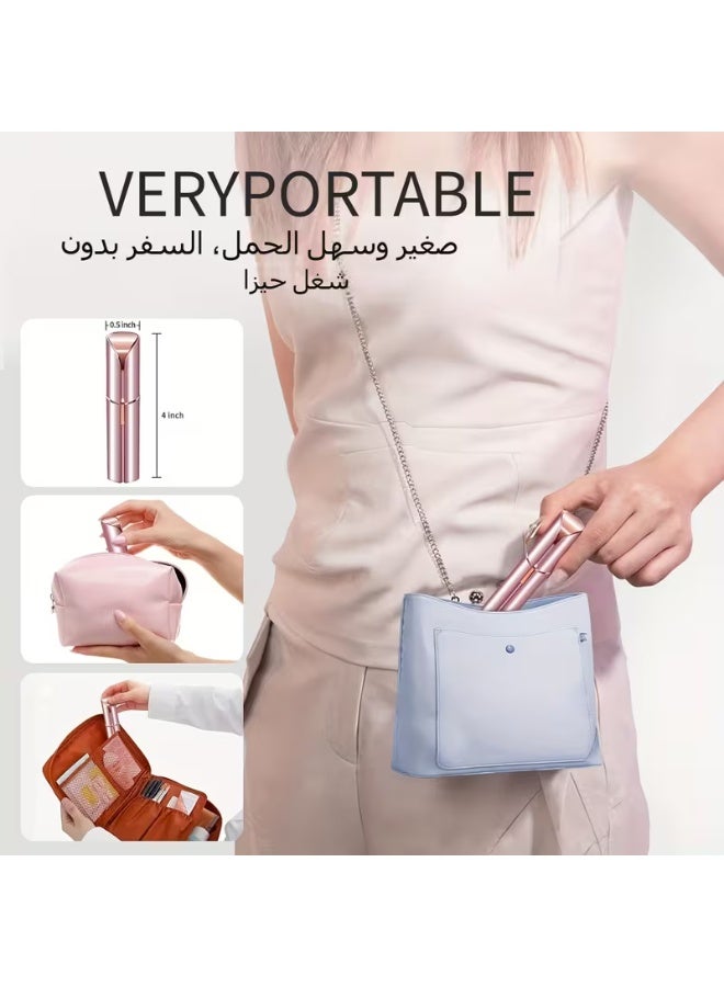 DSP Portable Facial Hair Remover for Women with Gentle Precision Trimming, Smooth Painless Hair Removal & Compact Rose Gold Design for Everyday Beauty Care Battery-Powered Women’s Facial Hair Epilator with Easy Dry Operation, Lightweight Travel-Friendly Size & Safe Hair Removal for Upper Lip, Chin and Facial Areas - white - Image 2
