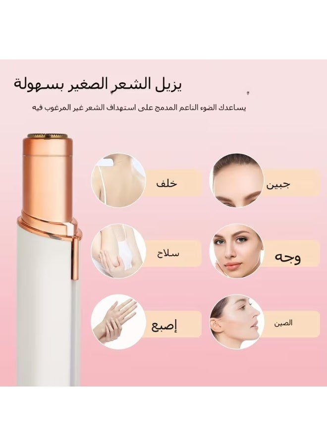 DSP Portable Facial Hair Remover for Women with Gentle Precision Trimming, Smooth Painless Hair Removal & Compact Rose Gold Design for Everyday Beauty Care Battery-Powered Women’s Facial Hair Epilator with Easy Dry Operation, Lightweight Travel-Friendly Size & Safe Hair Removal for Upper Lip, Chin and Facial Areas - white - Image 3