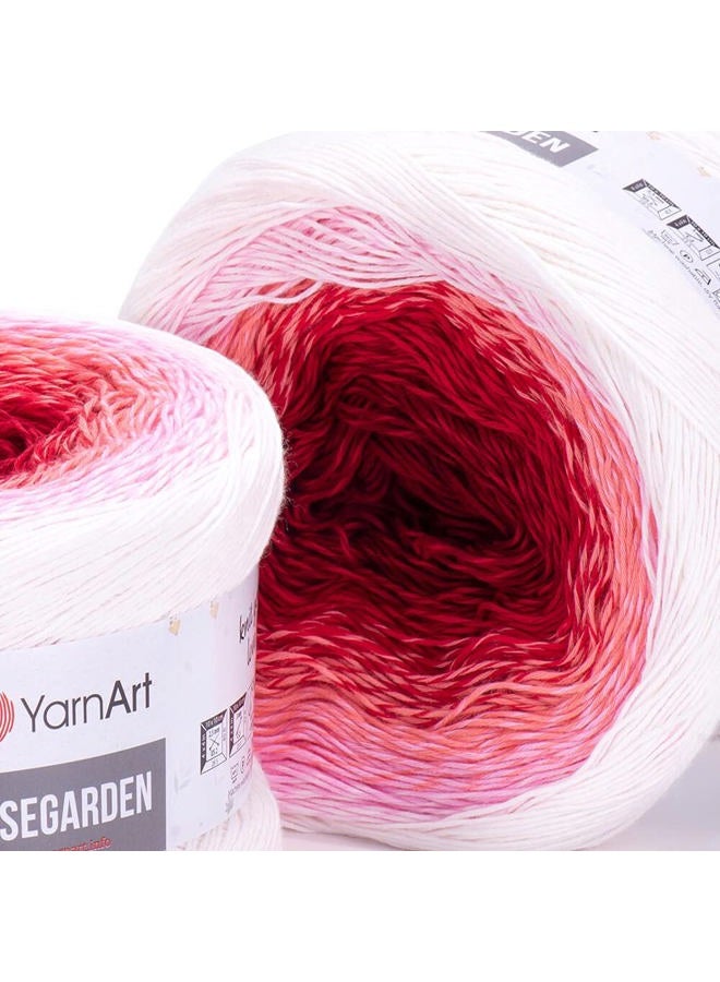Yarn art فلورز روزجاردن 100% قطن 250جرام 8.80 أوقية 1094 ياردة خيوط قطن متعددة الألوان قوس قزح كروشيه خيوط ربيع صيف (304) - Image 2