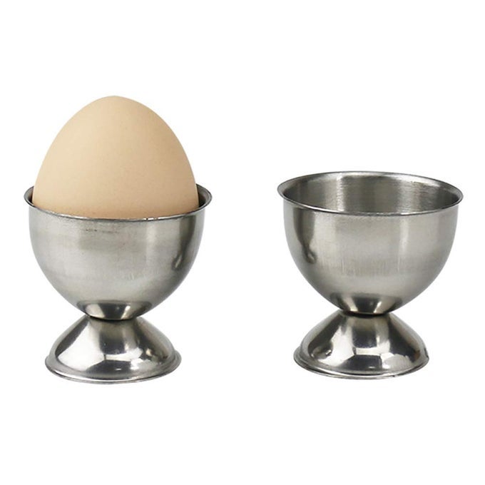2PCS STAINLESS STEEL EGG CUPS EGG HOLDERS EGG TRAY KITCHEN GADGETS TOOLS FOR HARD BOILED EGGS SILVER