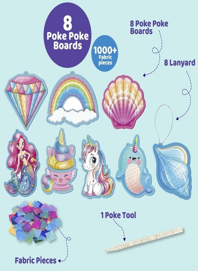 ATFUNSHOP 8 Packs Poke in Crafts Art Kits for Girl, Unicorn Mermaid Mess Free Kids' Paper Craft Kits, Birthday Gift for Girls 4 5 6 7 8 9 Years Old, DIY Presents, Mess Free Art Activity - Image 3