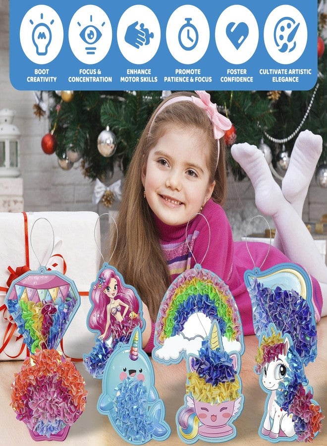 ATFUNSHOP 8 Packs Poke in Crafts Art Kits for Girl, Unicorn Mermaid Mess Free Kids' Paper Craft Kits, Birthday Gift for Girls 4 5 6 7 8 9 Years Old, DIY Presents, Mess Free Art Activity - Image 4