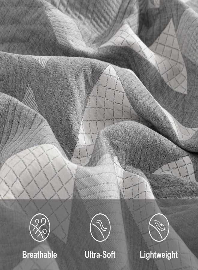 NTBAY Cotton Standard Pillow Shams, 3 Layer Muslin Breathable Soft Thermal Yarn Dyed Sham Covers, 2 Pack 20x26 Oxford Pillowcases with Envelope Closure, Grey Triangle - Image 3