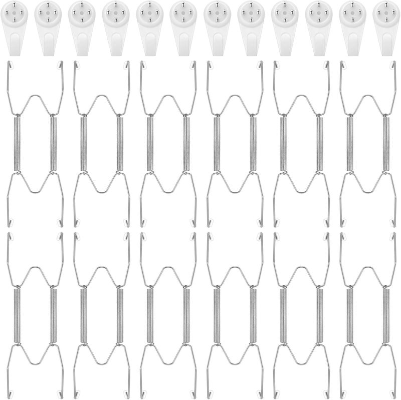 Hotop 12 Pieces Plate Hangers for Wall Stainless Steel Wire Invisible Heavy Duty Plate Hangers Display Holders with 12 Pieces Hooks for Wall Decorative(4-5 Inch,Silver) - Image 1