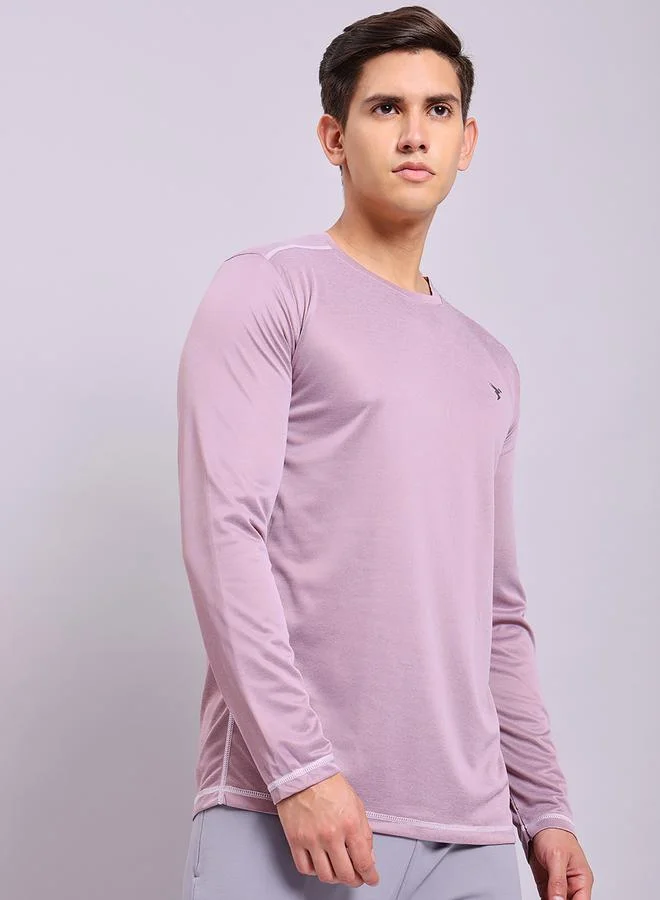 Technosport Crew Neck Long Sleeve Melange Slim Fit T-Shirt by Styli