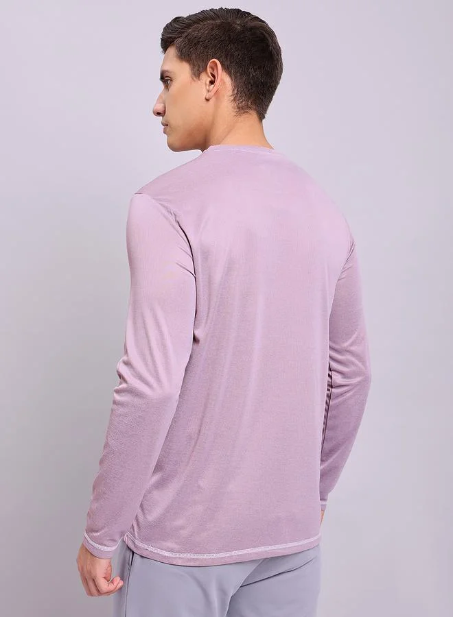 Technosport Crew Neck Long Sleeve Melange Slim Fit T-Shirt by Styli