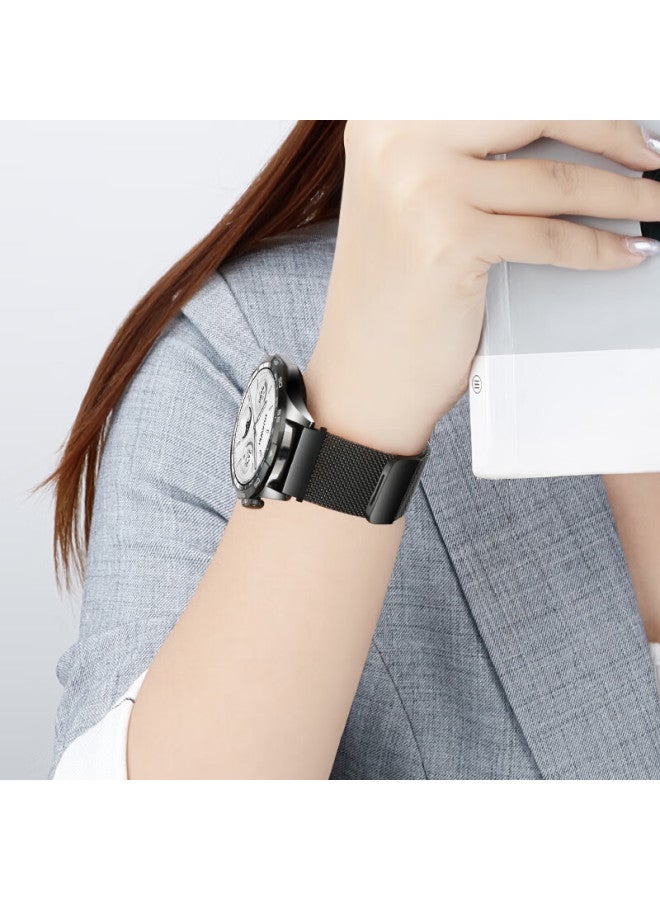 Wei Qiantu Wqtc سوار ساعة Huawei Milanese معدني فولاذي 42/43mm أسود، متوافق مع Watch Gt4/gt5/pro/watch4/3pro/gt3 - Image 2