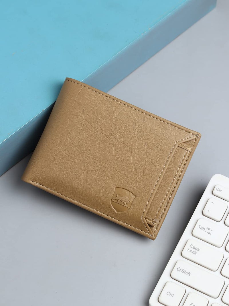 SAMTROH Beige Slider Design PU Leather Wallet for Men I 6 Card Slots I 2 Currency & Secret Compartments I 1 Coin Pocket & 1 ID Card Slots - Image 2