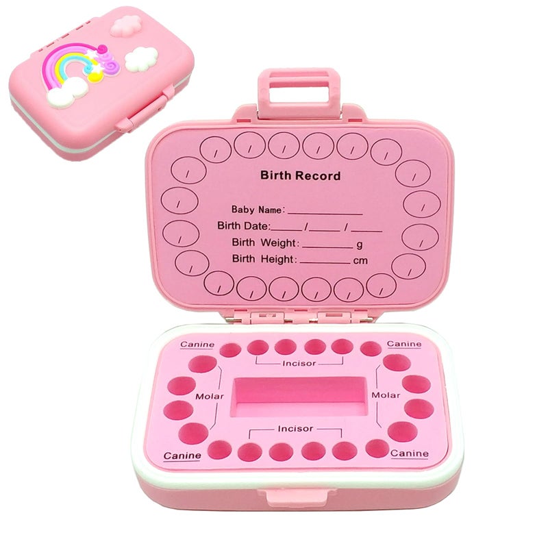 PandaEar Baby Teeth Keepsake Box Tooth Fairy Storage Holder for Kids Tooth Saver Organizer Container with Birth Record Chart for Lost Teeth Collection Pink - Image 3