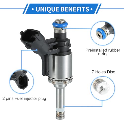 VekAuto 4 Pcs No.13537591623 Fuel Injector for Mini Cooper S/JCW 1.6T 2010-2015 for Mini Cooper Clubman S/JCW 1.6T 2010-2015 for Mini Cooper Coupe/Roadster S/JCW 1.6T 2012-2015 - Image 3