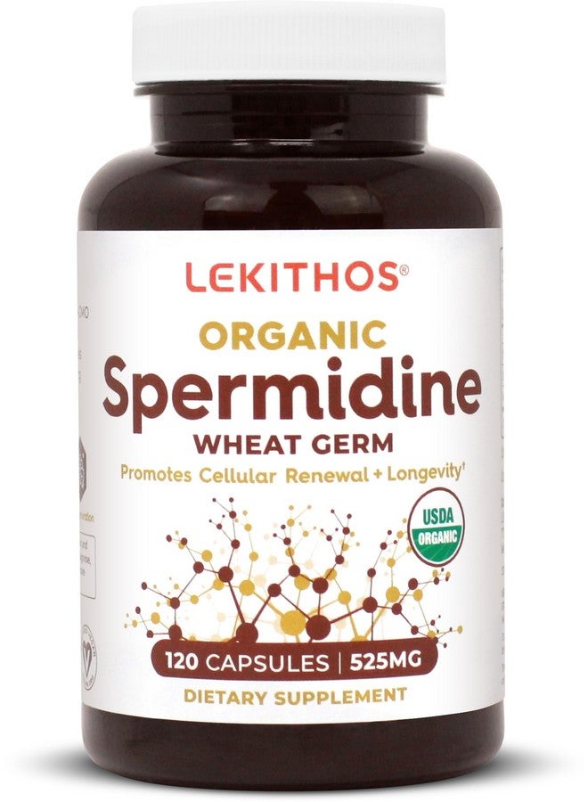 Lekithos Organic Spermidine Supplement - 525MG - 120 Capsules - USDA Organic - Non GMO - Vegan - Image 1