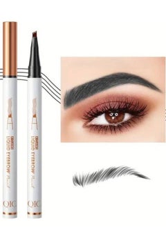 QIC Liquid Eyebrow Pencil Smudge Proof Brow Pencil with 4 Tip Microblade Eyebrow Pen Long Lasting 4 Claws Liquid Waterproof Eyebrow Pencil Natural Eyebrow Pencils 04 Black  - Image 1