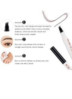 QIC Liquid Eyebrow Pencil Smudge Proof Brow Pencil with 4 Tip Microblade Eyebrow Pen Long Lasting 4 Claws Liquid Waterproof Eyebrow Pencil Natural Eyebrow Pencils 04 Black  - Image 5