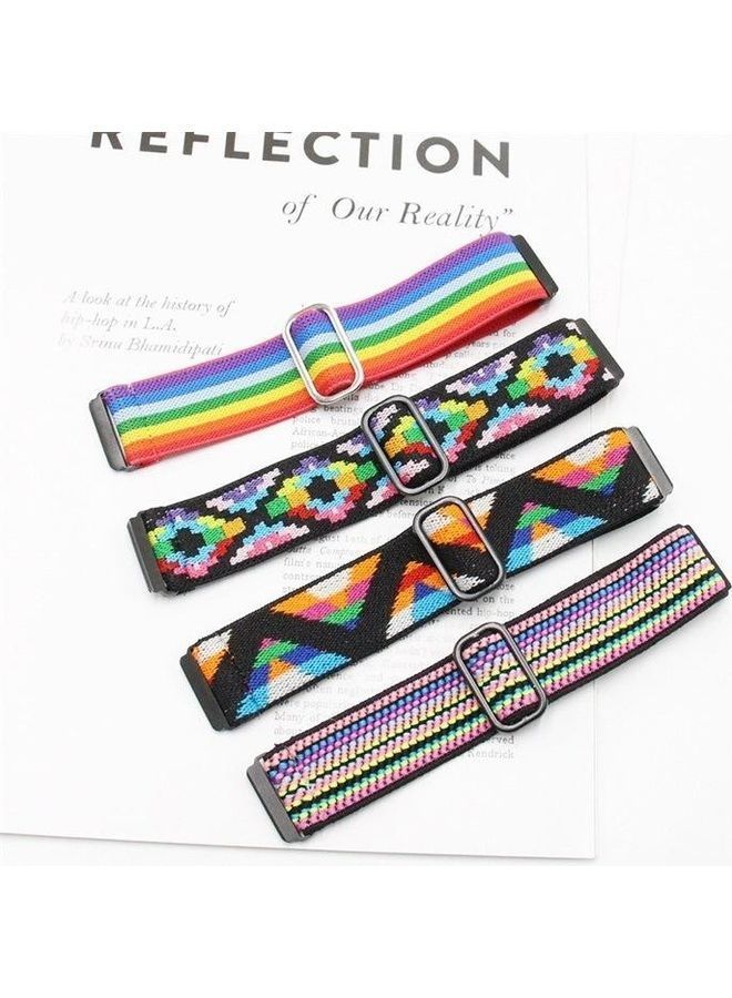 NIBEMINENT Braided Jacquard Adjustable Nylon Strap For Fitbit Versa Watch Multicolour - Image 4