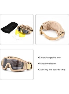 Arabest SandProof Tactical Safety Goggles: Anti-Fog & UV-Proof Lens for Sandstorms, Motorcycle Riding, CS Games - Adjustable Frame with 3 Interchangeable Lenses  - Image 2