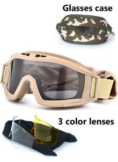 Arabest SandProof Tactical Safety Goggles: Anti-Fog & UV-Proof Lens for Sandstorms, Motorcycle Riding, CS Games - Adjustable Frame with 3 Interchangeable Lenses  - Image 1