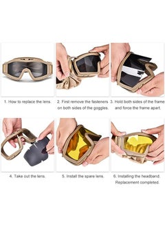 Arabest SandProof Tactical Safety Goggles: Anti-Fog & UV-Proof Lens for Sandstorms, Motorcycle Riding, CS Games - Adjustable Frame with 3 Interchangeable Lenses  - Image 5
