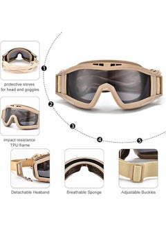 Arabest SandProof Tactical Safety Goggles: Anti-Fog & UV-Proof Lens for Sandstorms, Motorcycle Riding, CS Games - Adjustable Frame with 3 Interchangeable Lenses  - Image 3