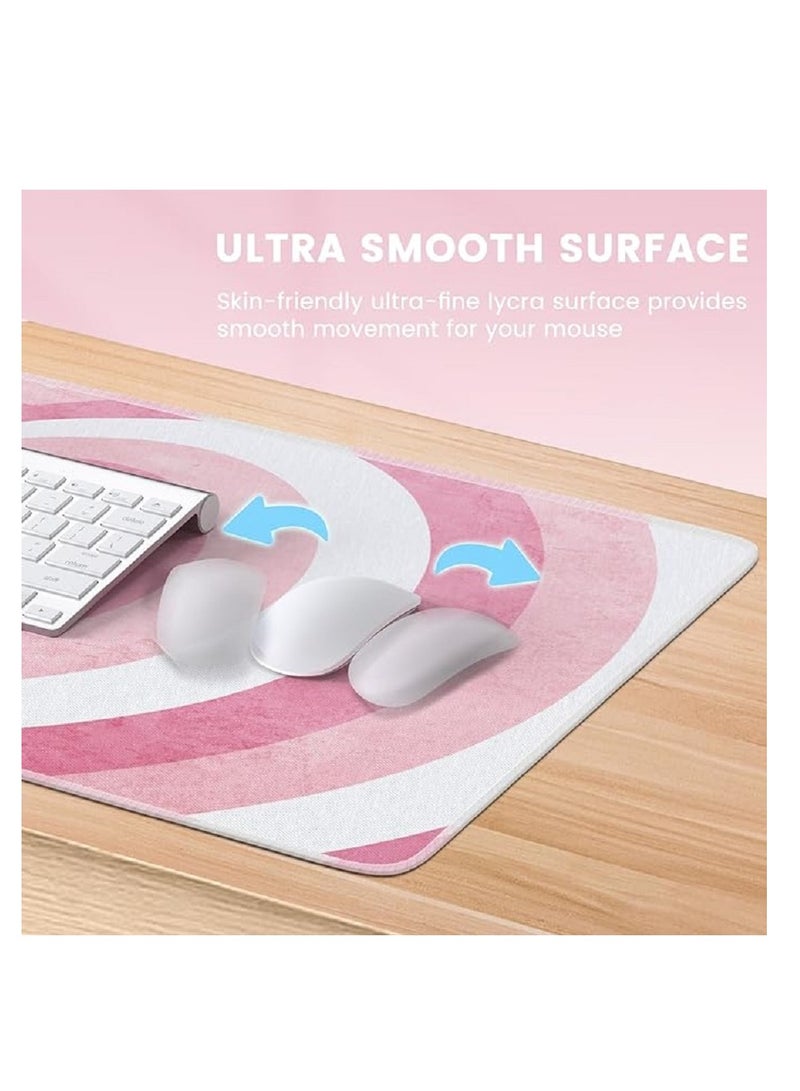Pink  Large Mouse Pad For Desktop 900x400x3mm Extended Keyboard Pad Gaming Mouse Pad Non-slip Rubber Base Mouse Pad Desk Accessories Ladies Desk Storage Box Heart Shaped Pink - Image 3