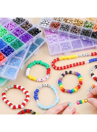 2350 PCS Pony Beads Jewelry Craft Kit – 64 Vibrant Colors of Acrylic Large-Hole Beads with Elastic Strings | DIY Bracelet, Necklace & Hair Accessory Making Set | Arts & Crafts Kit for Kids - view 5