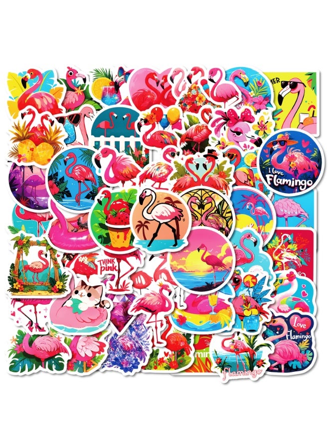 NIBEMINENT 50 Pcs Red Flamingo Deco Kit Waterproof Stickers, High Definition Printing Bright Colors, Suitable for Laptop Skateboard Luggage Water Bottle Guitar DIY - Image 2