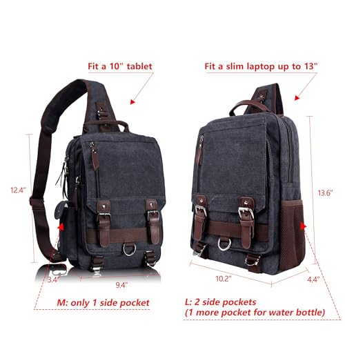 Leaper Retro Crossbody Bag Sling Bag Canvas Messenger Bag for Men Women Shoulder Bag Crossbody Handbags Satchel Army Green, L - Image 3