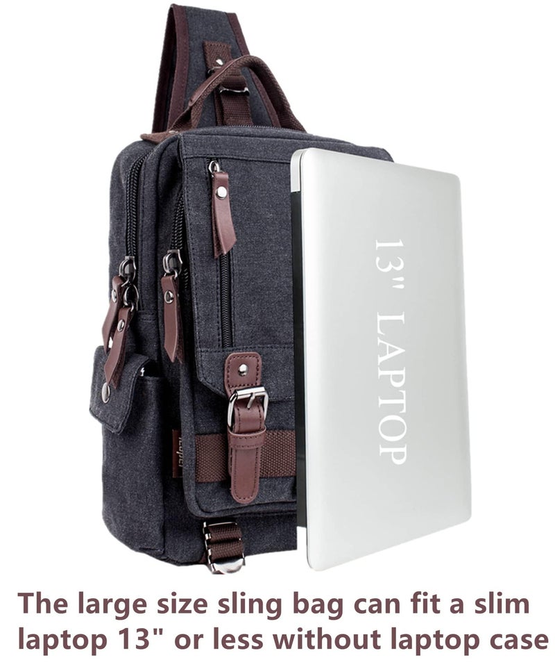 Leaper Retro Crossbody Bag Sling Bag Canvas Messenger Bag for Men Women Shoulder Bag Crossbody Handbags Satchel Army Green, L - Image 4