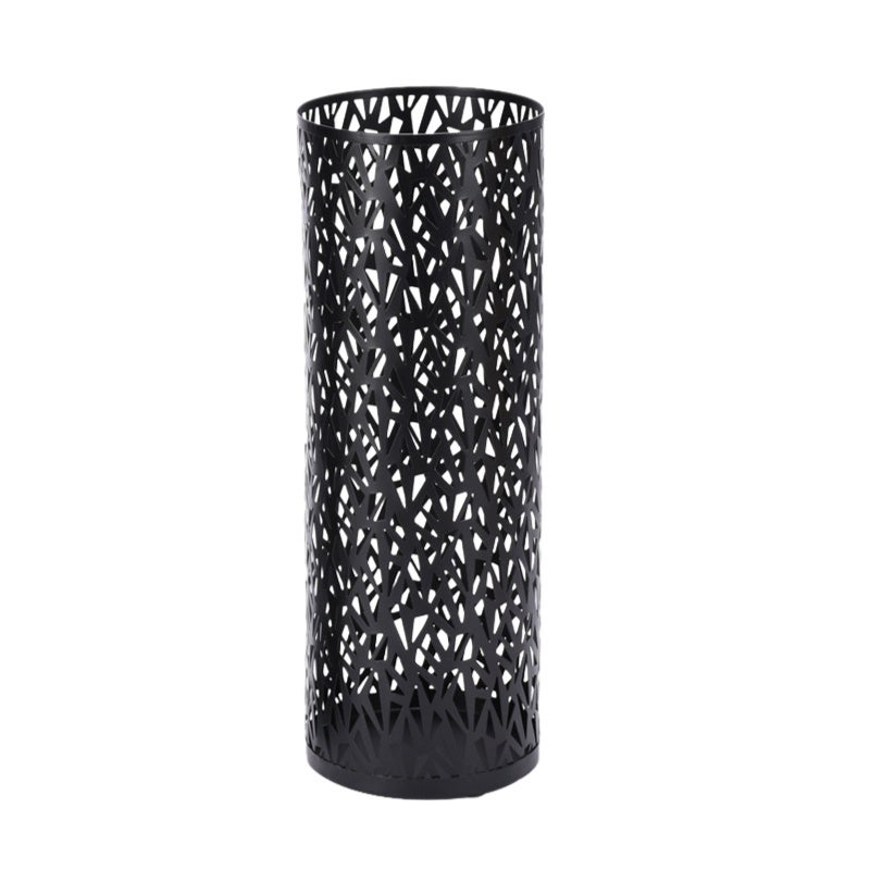 Umbrella Stand Rack for Entryway Metal Hollowed Freestanding Round Umbrella Holder Organizer Bin for Home Hotel Office Decor Black S - Image 1