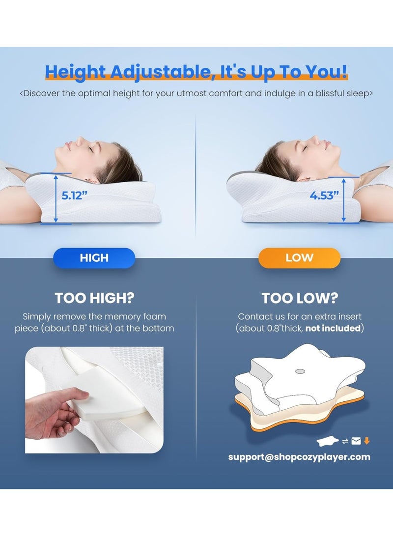 LIMOS Ultra Pain Relief Cooling Pillow for Neck Support, Adjustable Cervical Pillow Cozy Sleeping, Odorless Ergonomic Contour Memory Foam Pillows, Orthopedic Bed Pillow for Side Back Stomach Sleeper - Image 4