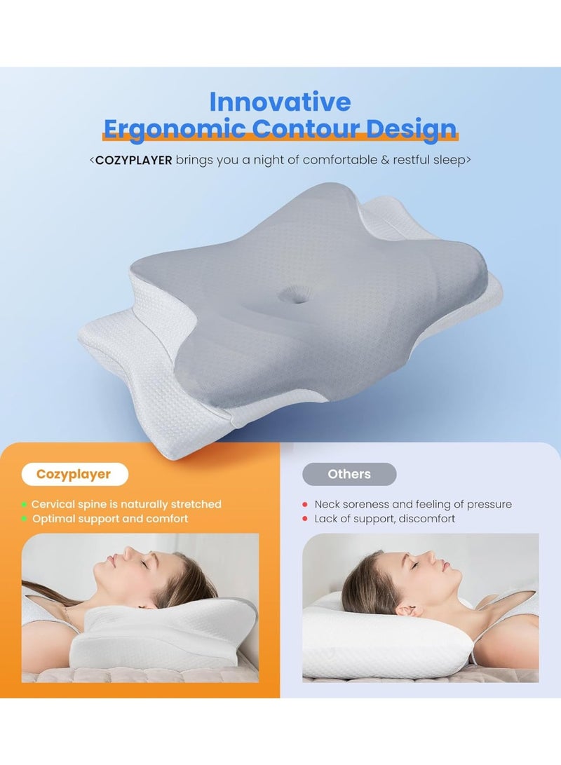 LIMOS Ultra Pain Relief Cooling Pillow for Neck Support, Adjustable Cervical Pillow Cozy Sleeping, Odorless Ergonomic Contour Memory Foam Pillows, Orthopedic Bed Pillow for Side Back Stomach Sleeper - Image 2