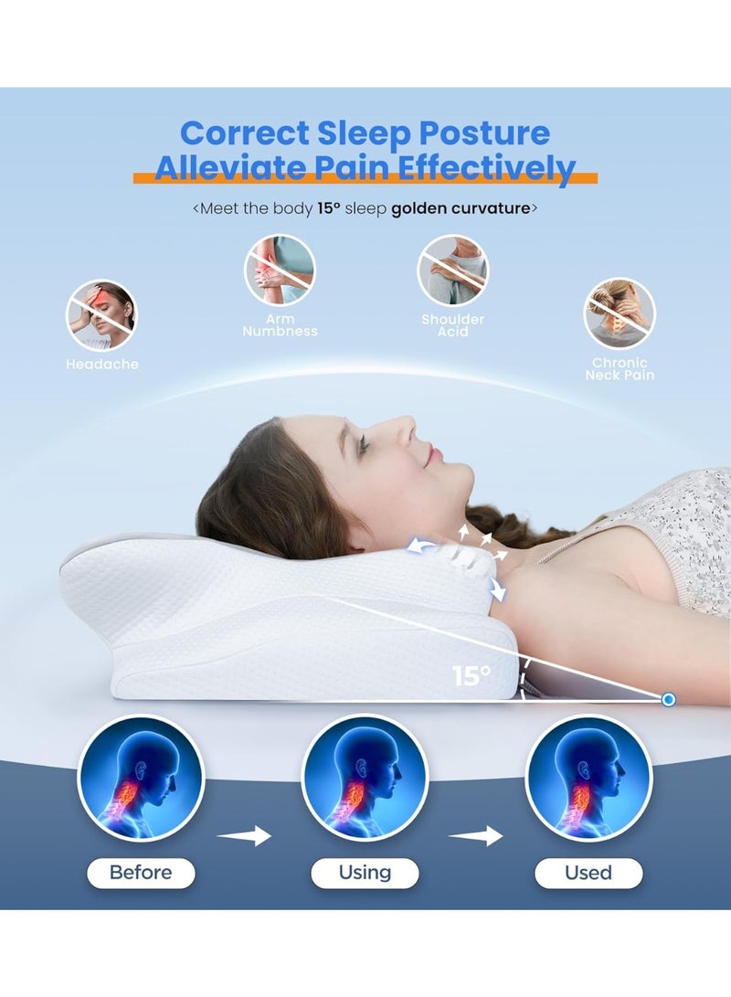 LIMOS Ultra Pain Relief Cooling Pillow for Neck Support, Adjustable Cervical Pillow Cozy Sleeping, Odorless Ergonomic Contour Memory Foam Pillows, Orthopedic Bed Pillow for Side Back Stomach Sleeper - Image 3