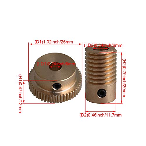 CNBTR 0.5 Modulus Brass Gear Shaft Set 6mm Hole Dia + 50T Brass Wheel Set 1:50 Reduction Ratio - Image 4