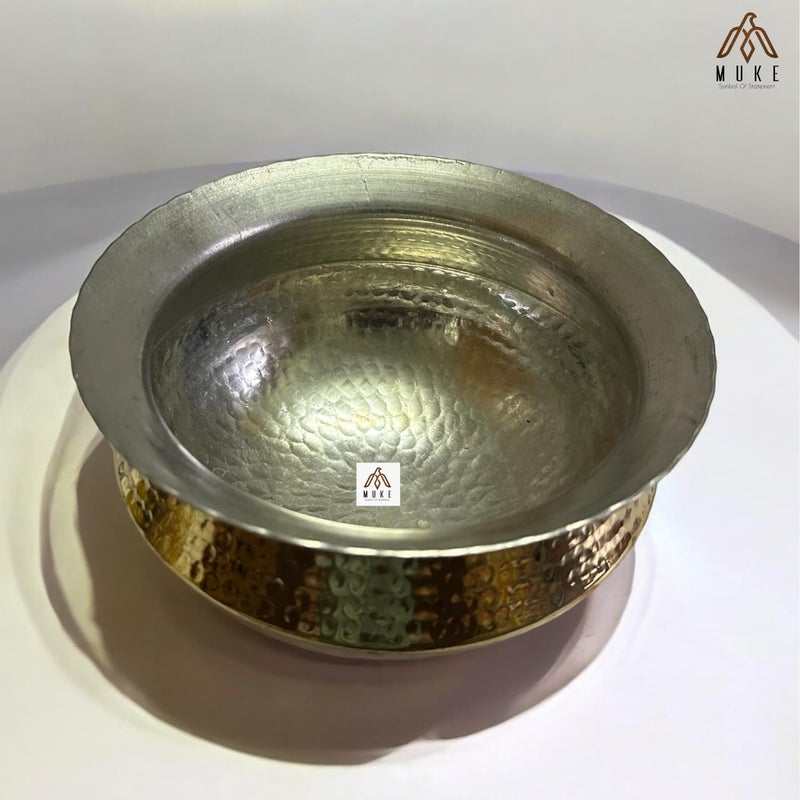 MUKE Brass Handi Sipri with Hammered Shinny Finish for Cooking & Serving (3 Liter) - Image 3
