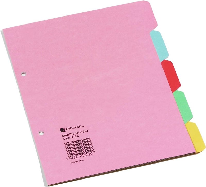 Rexel 5-Part A4 Manilla Divider, Multicolor