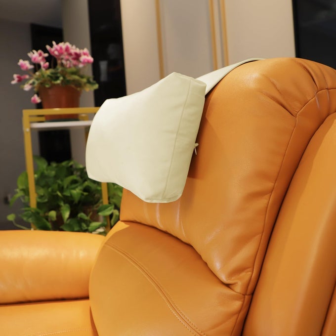 NONSLIP HEAD PILLOW FOR RECLINERS NECK SUPPORT CUSHION WITH VELVET COVER FOR PAIN RELIEF AT HOME OFFICE AND TRAVEL IVORY