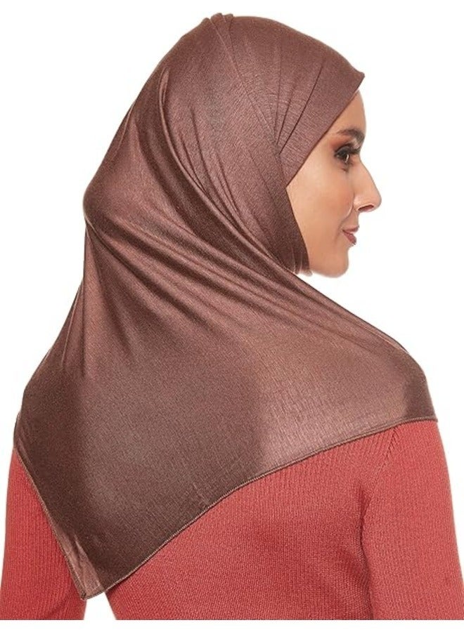 Jersey Stretch Shailah Hijab – Soft Muslim Islamic Arab Scarf, Headscarf Abaya Shawl, Color: Dark Chocolate - Image 2